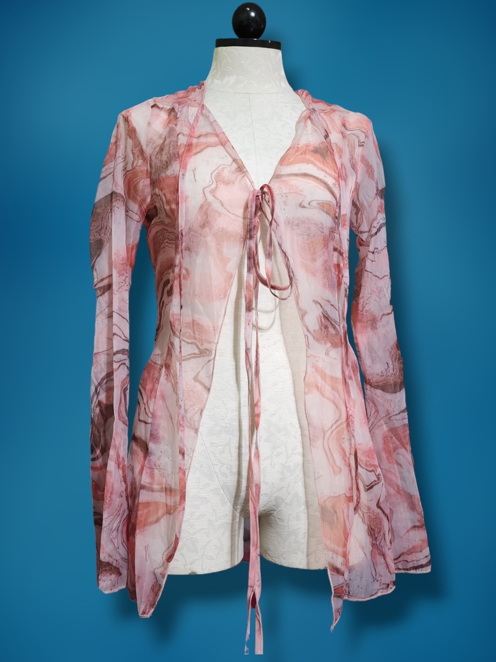 Solado Abstract Print Micro Mesh Long Sleeve Top Size Medium